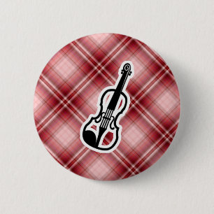 Rote karierte Violine Button