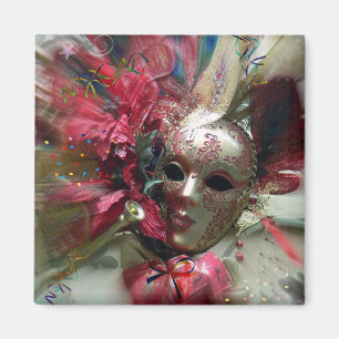 Rote Karneval Fantasy Art Quadrat Magnet