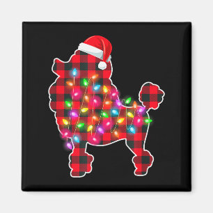 Rote Karo-Buffalo-Odle-Hund-Weihnachtslicht-Pyjama Magnet