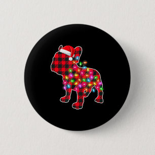 Rote Karo Französische Bulldogge Weihnachts-Pyjama Button