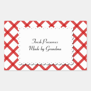 Rote Karos Weißkleber Rechteckiger Aufkleber