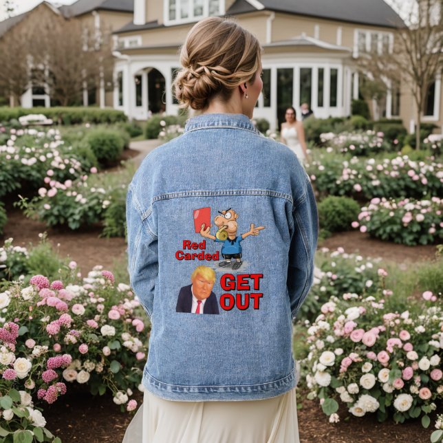 rote Karte Denim Jacke (Hochzeit Rückseite)