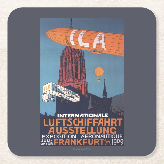 Rote Kathedrale - 1. Luftfahrtausstellung Rechteckiger Pappuntersetzer (Vorderseite)