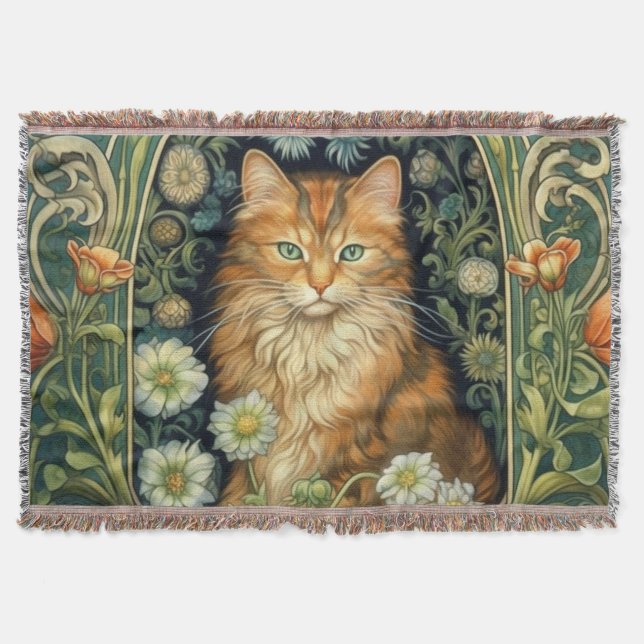 Rote Katze im Garten Art Nouveau Decke (Vorderseite)