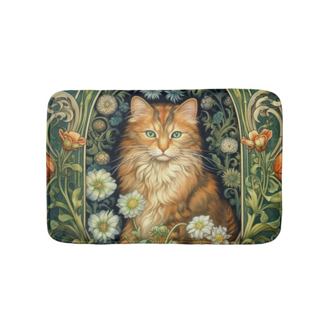 Rote Katze im Gartenstil Badematte (Vorderseite)