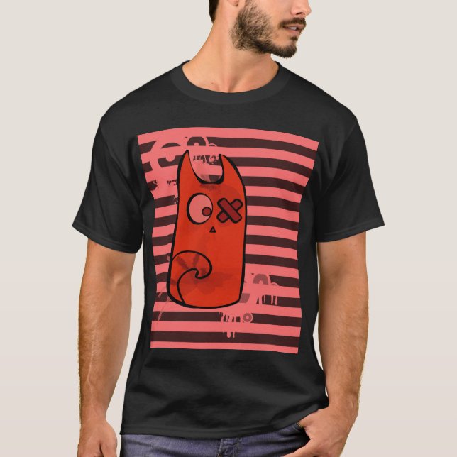 Rote Katze T-Shirt (Vorderseite)