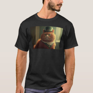 Rote Katze trägt zum Feiern von St. Patricks Day T-Shirt
