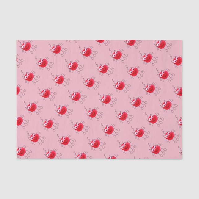 Rote Katze Zeichn Rosa Seidenpapier (Vorderseite)