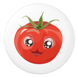 Rote kawaii Tomate weißer Keramik-Griff Keramikknauf