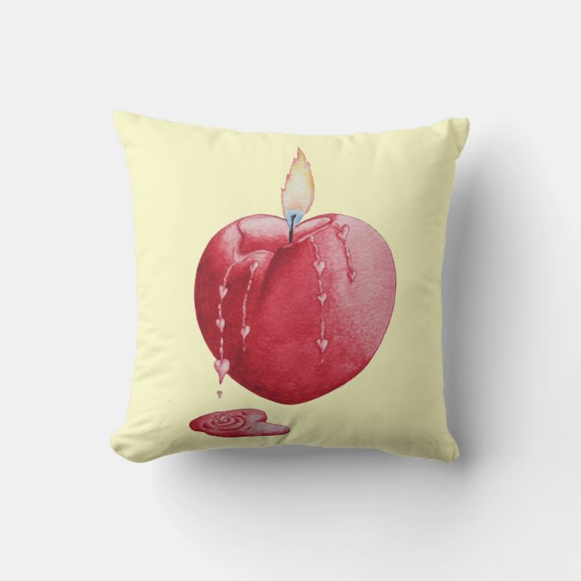 rote Kerze in Form eines Herzkissen Kissen (Vorderseite)