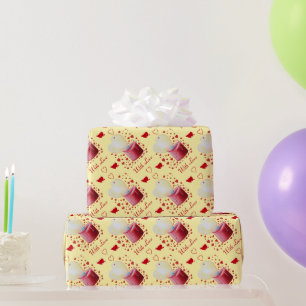 rote Kerze mit herzförmiger Flamme romantisch Geschenkpapier