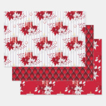 Rote Kerze & Poinsettia-Pfefferminz-Weihnachten