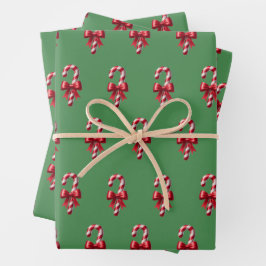 Rote Kerzen im grünen Hintergrund Geschenkpapier Set