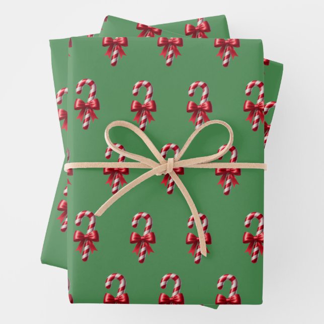 Rote Kerzen im grünen Hintergrund Geschenkpapier Set (Beispiel)