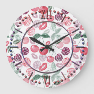 Rote Kirschbeere Große Wanduhr