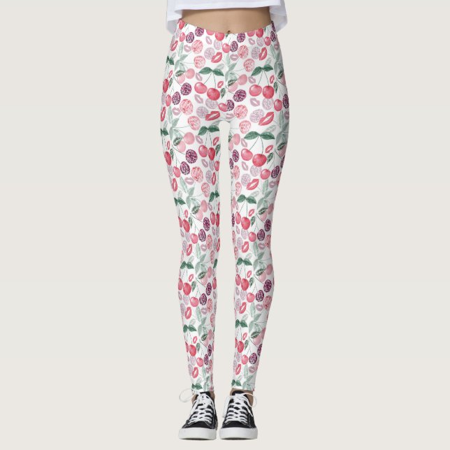 Rote Kirschbeere Leggings (Vorderseite)