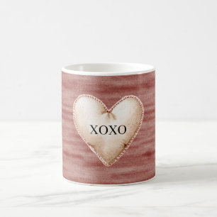Rote Kirschblüten-Rouge-Creme Herz XOXO Kaffeetasse