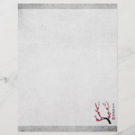 Rote Kirsche Blüte drei Kunst "Geschenk des Lebens Briefbogen