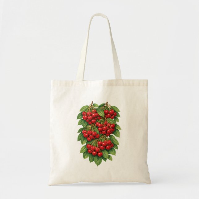 Rote Kirsche Botanische Illustration Tragetasche (Vorne)