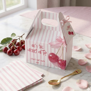 Rote Kirsche Oben Rosa Mädchen Schleifen-Baby-Part Geschenkschachtel