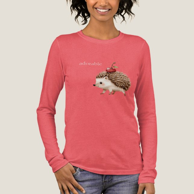 Rote Kirsche Süßer Igel Tri-Blend Shirt (Vorderseite)