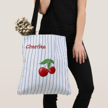 Rote Kirschen auf blauen Streifen Personalisiert