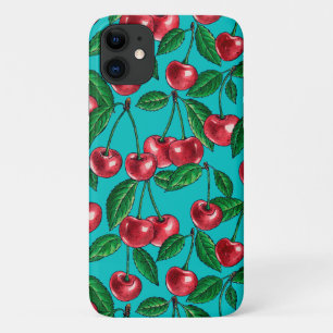 Rote Kirschen auf Türkis Case-Mate iPhone Hülle