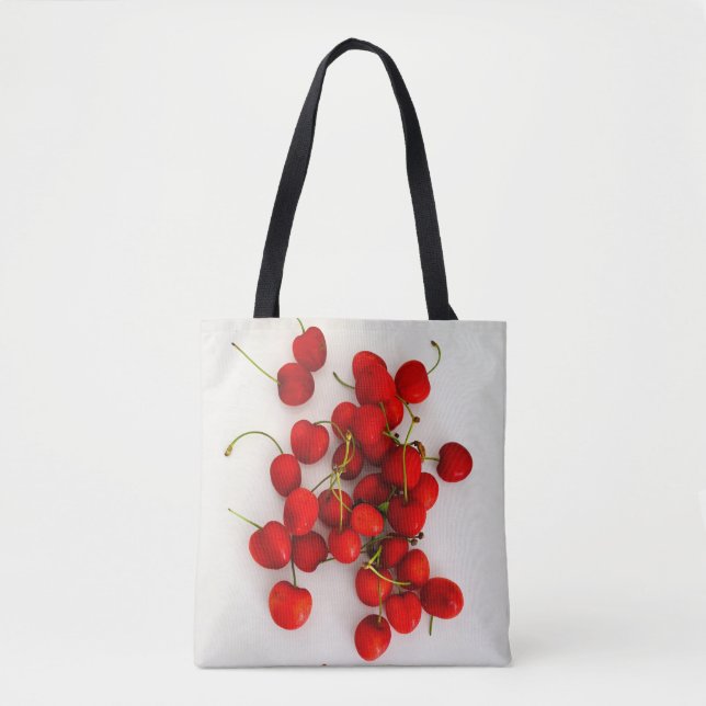 Rote Kirschen auf weißer Seite Tasche (Vorderseite)