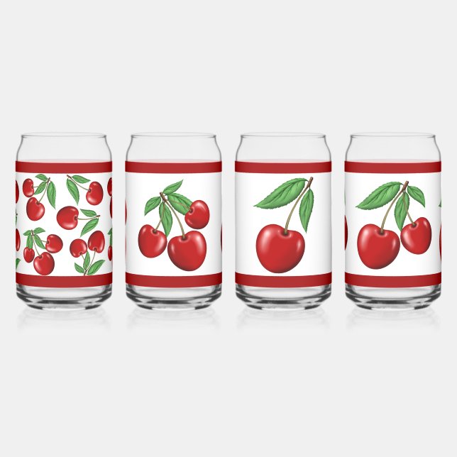 Rote Kirschen Fruchtsortiertes Set aus Glas (Links)