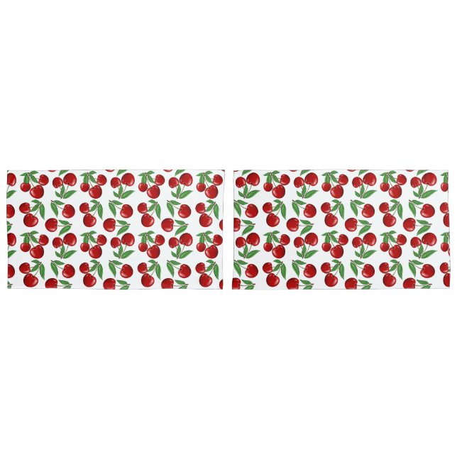 Rote Kirschen Grafik über das gesamte Muster Kissenbezug (Vorderseite-Set)