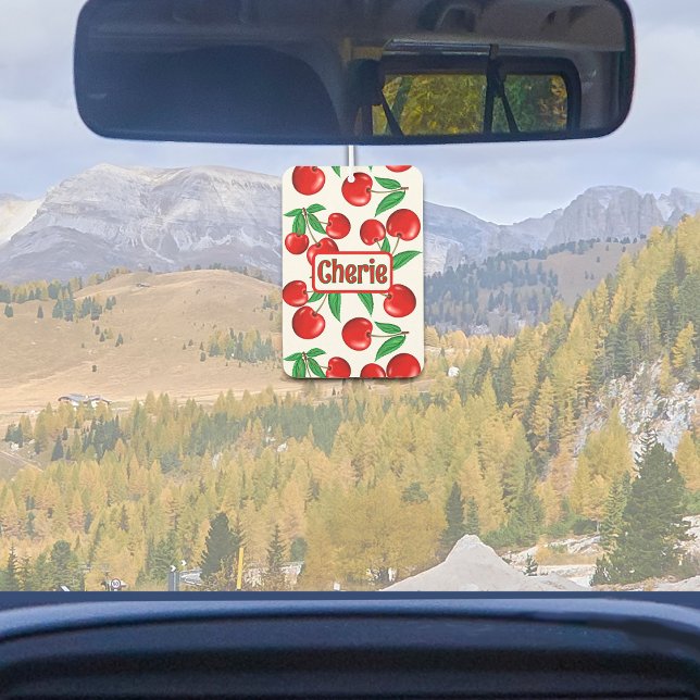 Rote Kirschen Grafikmuster Personalisiert Autolufterfrischer (Red Cherries Pattern Personalized Car or Home Air Freshener)