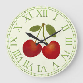 Rote Kirschen Große Wanduhr