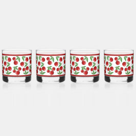 Rote Kirschen in allen Mustern Whiskyglas