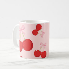 Rote Kirschen mit rosa Bow Coquette Hütte Chic Kaffeetasse
