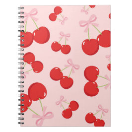 Rote Kirschen mit rosa Bow Coquette Hütte Chic Notizblock