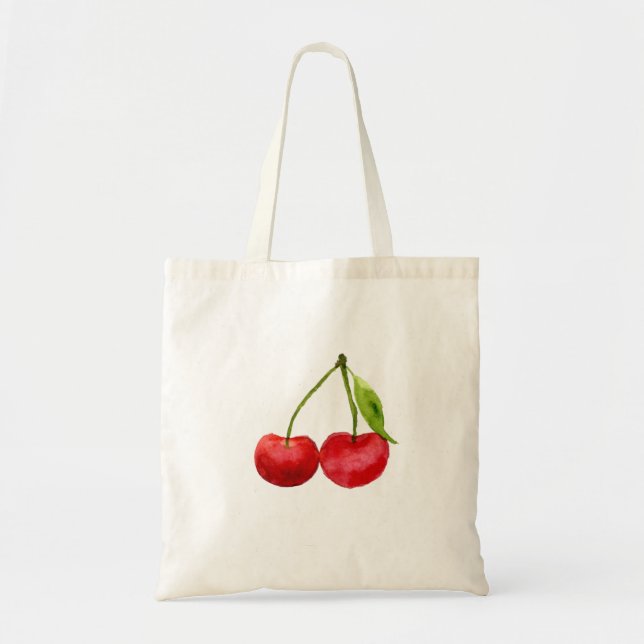 Rote Kirschen niedliche Aquarellfrucht Tragetasche (Vorne)