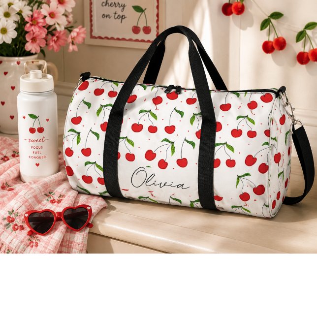 Rote Kirschen, süß Duffle Bag (Von Creator hochgeladen)