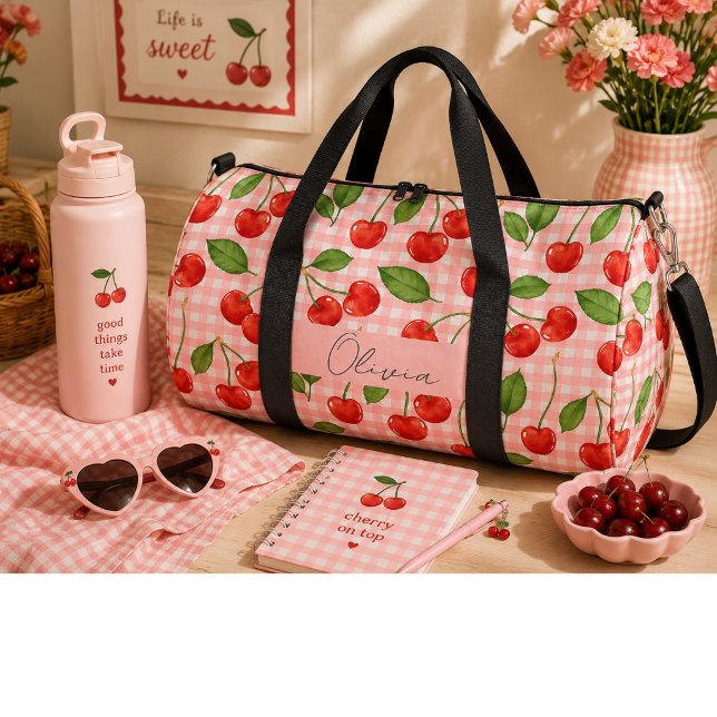 Rote Kirschen, süß Duffle Bag (Von Creator hochgeladen)