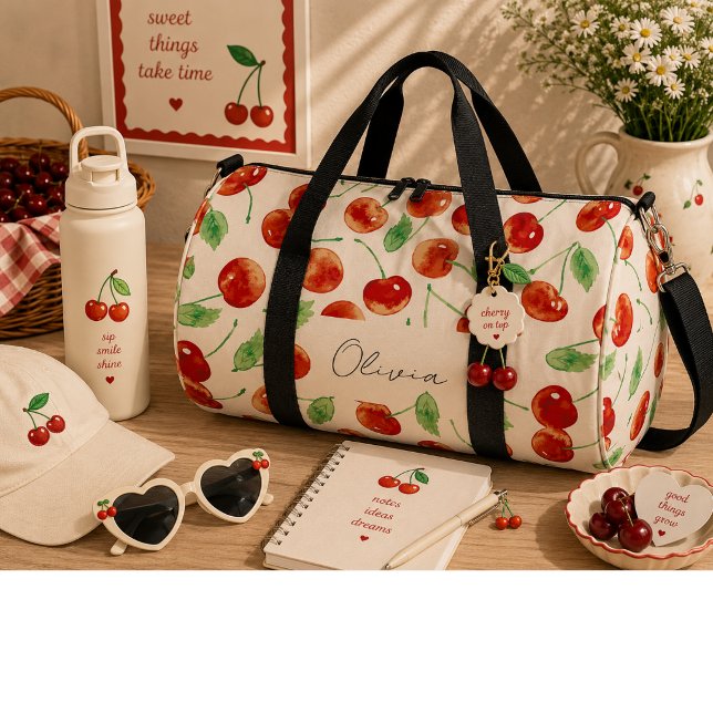 Rote Kirschen, süß Duffle Bag (Von Creator hochgeladen)