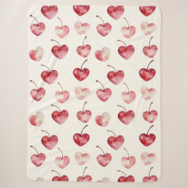 Rote Kirschenherzen Valentinstag Sherpadecke