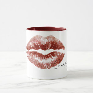 Rote Kirschlippen küssen Tasse