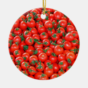 Rote Kirschtomaten-Muster Keramikornament