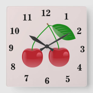 Rote KirschWanduhr Quadratische Wanduhr
