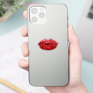 Rote Kiss Lips Makeup Glitzer Effekt Aufkleber