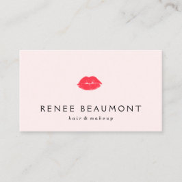 Rote Kissenlippen Hellrosa Makeup Artist Visitenkarte