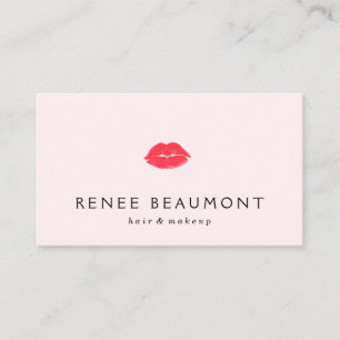 Rote Kissenlippen Hellrosa Makeup Artist Visitenkarte