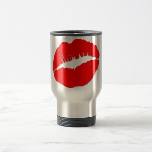 Rote Kissy Lips Reisebecher (Mittel)