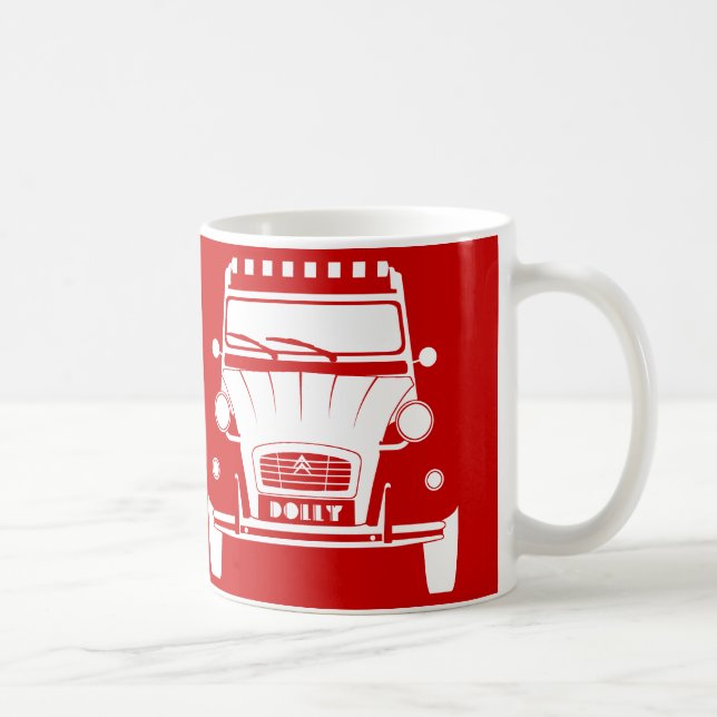 Rote klassische Transportwagen-Tasse Citroen 2CV Kaffeetasse (Rechts)