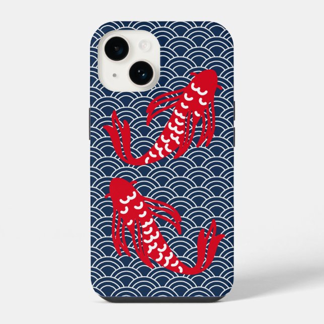 Rote Koi-Fische iPhone 14 Hülle (Rückseite)