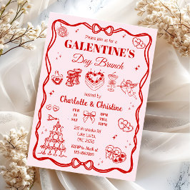 Rote Kokette Galentine's Day Brunch-Party Einladung